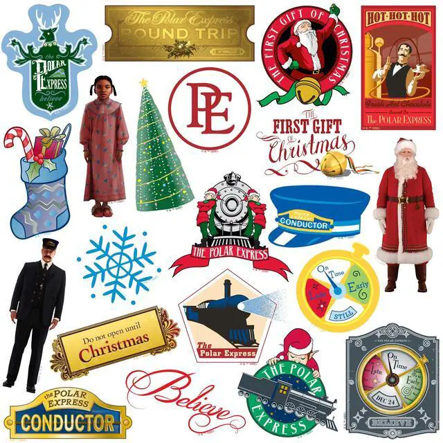 Alt view image 3 of 6 - The Polar Express Classic Holiday 50 Vinyl Stickers Waterproof Die-Cut Car
