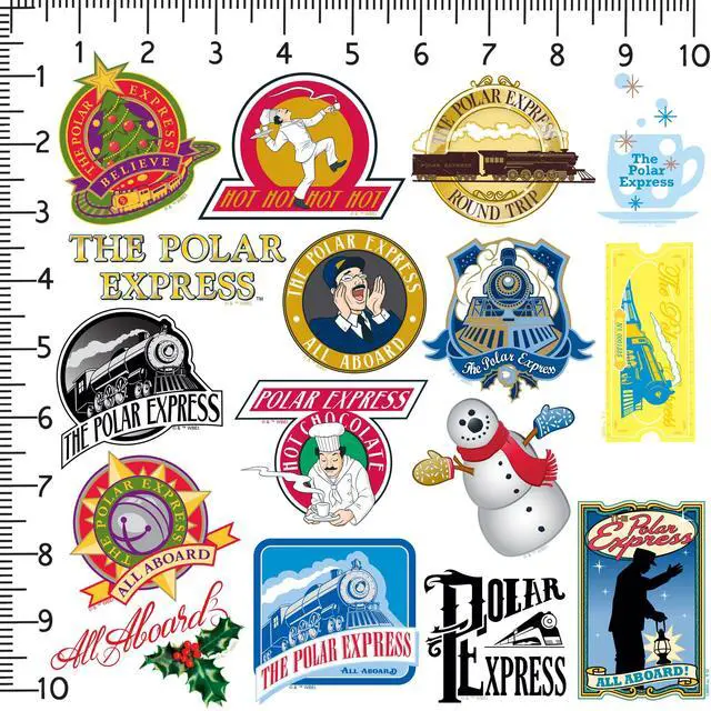 Alt view image 2 of 6 - The Polar Express Classic Holiday 50 Vinyl Stickers Waterproof Die-Cut Car