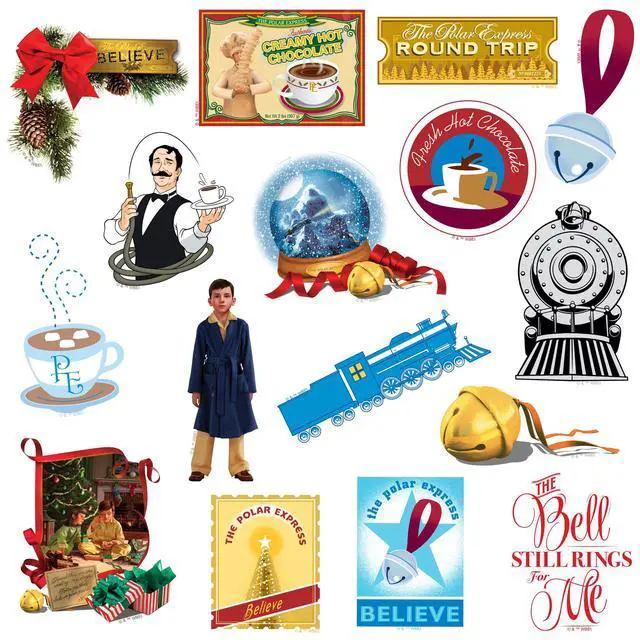 Alt view image 4 of 6 - The Polar Express Classic Holiday 50 Vinyl Stickers Waterproof Die-Cut Car