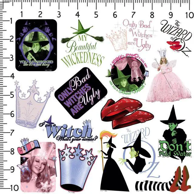 Alt view image 2 of 6 - The Wizard of Oz Good vs Bad Witch 200 Vinyl Stickers Waterproof Die-Cut