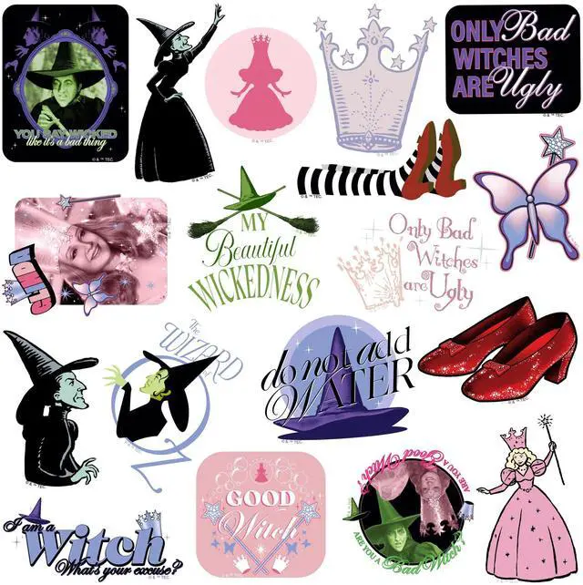 Alt view image 4 of 6 - The Wizard of Oz Good vs Bad Witch 200 Vinyl Stickers Waterproof Die-Cut