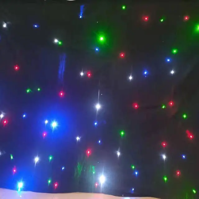 Alt view image 2 of 7 - LED Stage Backdrop w/Remote 10x6.5FT LED Star Light Curtain Backdrops Galaxy Starry Background Props Photography Night Sky Stars Cloth for Wedding Birthday Party Curtain Stage Drape Club Decor