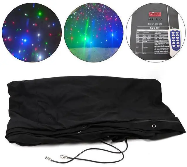 Alt view image 4 of 7 - LED Stage Backdrop w/Remote 10x6.5FT LED Star Light Curtain Backdrops Galaxy Starry Background Props Photography Night Sky Stars Cloth for Wedding Birthday Party Curtain Stage Drape Club Decor