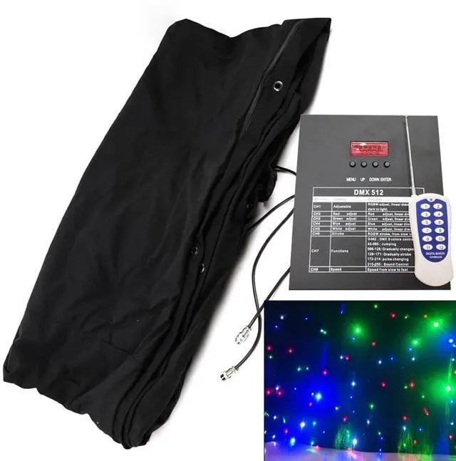 Alt view image 5 of 7 - LED Stage Backdrop w/Remote 10x6.5FT LED Star Light Curtain Backdrops Galaxy Starry Background Props Photography Night Sky Stars Cloth for Wedding Birthday Party Curtain Stage Drape Club Decor