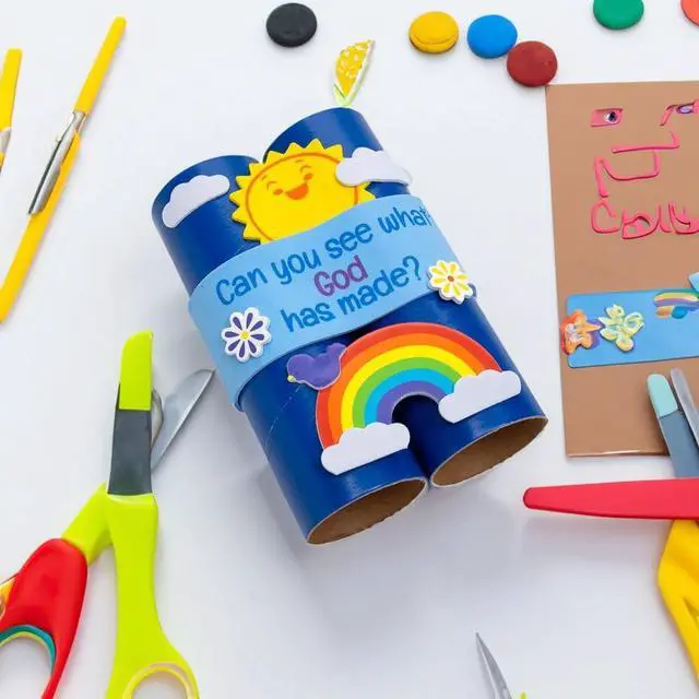 Alt view image 4 of 4 - See What God Has Made Binocular Craft Kit - 12 Pack | DIY Cardboard Binoculars for Kids | Fun Art & Craft Project | VBS Vacation Bible School Supplies