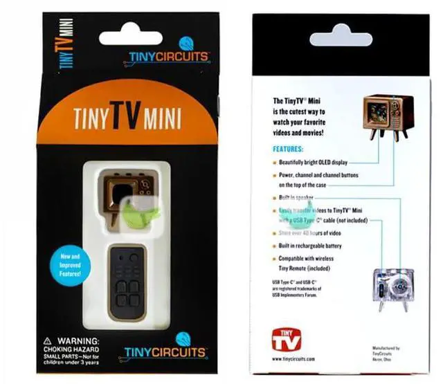 Alt view image 6 of 6 - TinyTV® Mini Ultra-Mini Classic TV, Preloaded & Uploadable Videos, USB-C Rechargeable, 0.6 OLED Display (Clear)