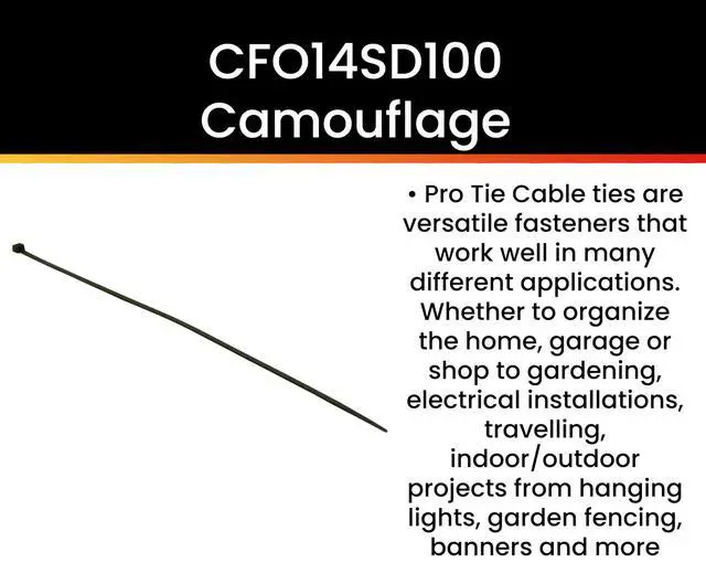 Alt view image 2 of 6 - Pro Tie Standard Duty, Self-Locking Nylon Cable Wire Ties for Indoor and Outdoor Use | 14.6-Inch, 50 lbs. Tensile Strength, Olive Green Nylon, 100-Pack (PN: CFO14SD100)