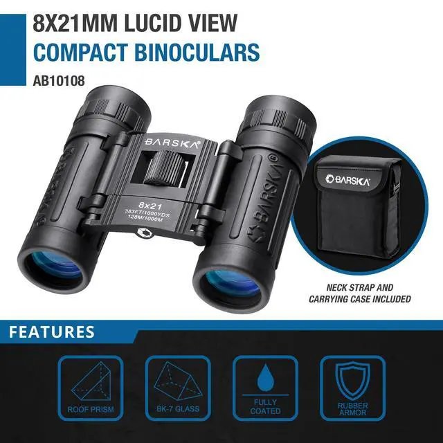 Alt view image 4 of 7 - Lucid View Compact Binoculars Fully Coated Roof Prism, Center Focus, Lightweight Outdoor Binoculars for Bird Watching, Hiking, and Travel