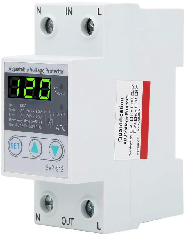 Main image of SVP-912 120VAC 80A Adjustable Self Recovery Under Voltage Protector for Electrical Systems