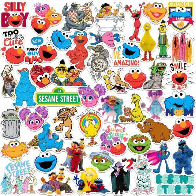 Main image of Sesame Street Set 3 50 Vinyl Stickers Waterproof Die-Cut Decals Laptop Car