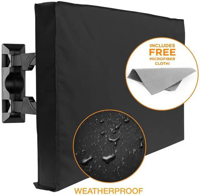 Alt view image 3 of 7 - Outdoor TV Cover - 50" Model For 48" - 52" Flat Screens - Slim Fit - Weatherproof Weather Dust Resistant Television Protector - Black