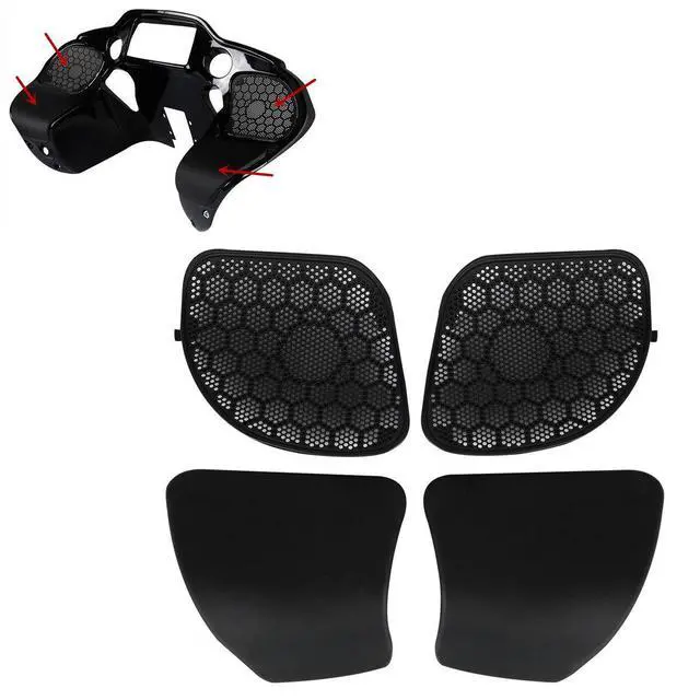 Alt view image 3 of 7 - Fairings Glove Box Doors +Speaker Grilles For Harley Road Glide 2015-2023 FLTRX Ultra FLTRU Special FLTRXS CVO Ultra FLTRUSE Matte black