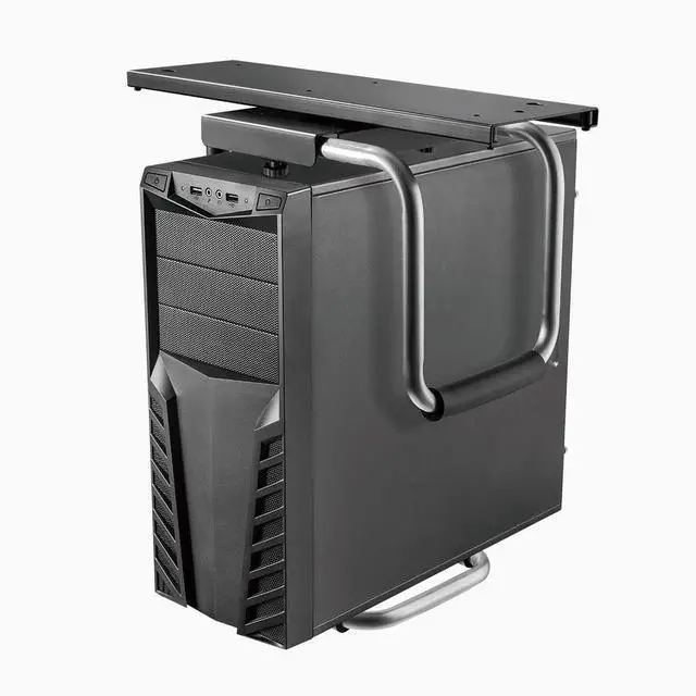 Alt view image 5 of 7 - Heavy Duty PC Mount Under-Desk Adjustable CPU Holder with Sliding Track and 360° Swivel, Fits Towers up to 22lbs, Steel Construction for Secure Computer Mounting