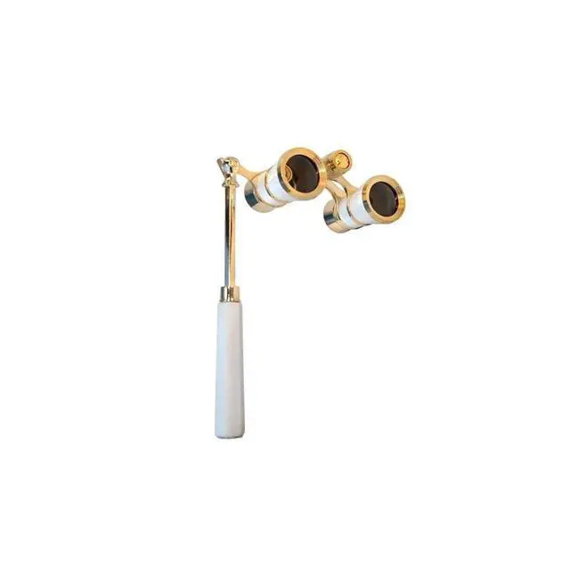 Alt view image 7 of 7 - 3 x 25 Opera Glasses Theater Binoculars w/Built-in Extendable Handle, White-Pearl with Gold Trim, with Crystal Clear Optics (CCO), for Adults Kids Women in Musical Concert Theater Opera
