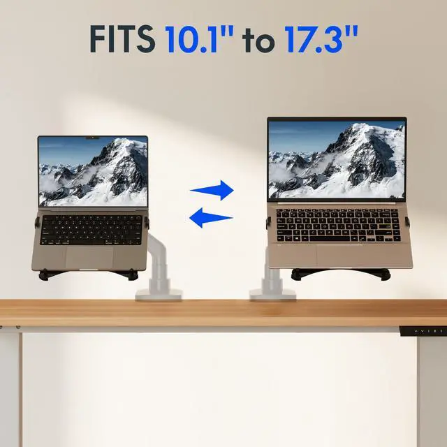 Alt view image 6 of 7 - Laptop Tray for Monitor Arm, VESA Mount 75x75&100x100mm, Fits Laptops up to 17.3in, Notebook Tray with Lockable Clips for Home Office- Black