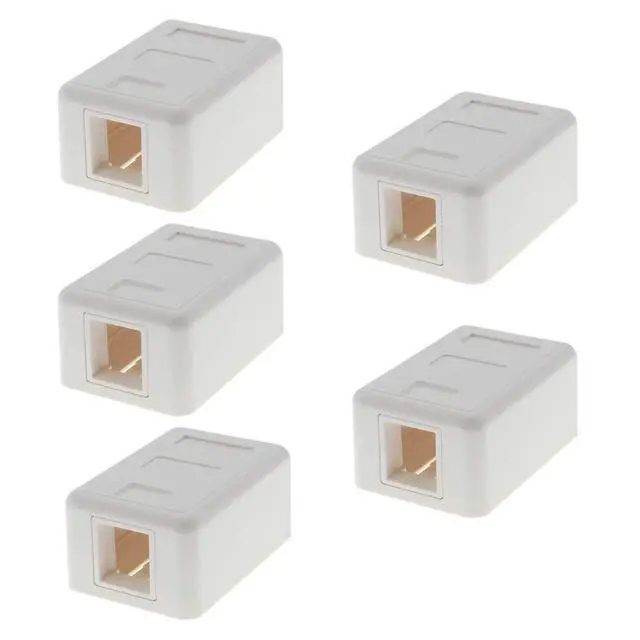 Main image of Keystone Jack Surface Mount Box White, Biscuit for RJ45, RJ11, RJ12 Keystone Jacks, UL Listed, RoHs Compliant (5-Pack, 1-Port)