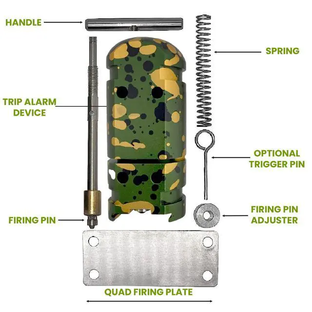 Alt view image 2 of 6 - 12 Gauge Perimeter Trip Wire Alarm US Patented Quad 3.0 360° Coverage Camping Alarm System in Camouflage Early Warning Security Device System for Camping and Property Safety