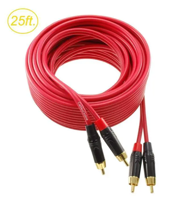 Alt view image 2 of 3 - CablesOnline, 25ft. Two-RCA Male to Two-RCA Male Gold-Plated Ultra-Flexible Red Premium Audio Cable, AV-425QR