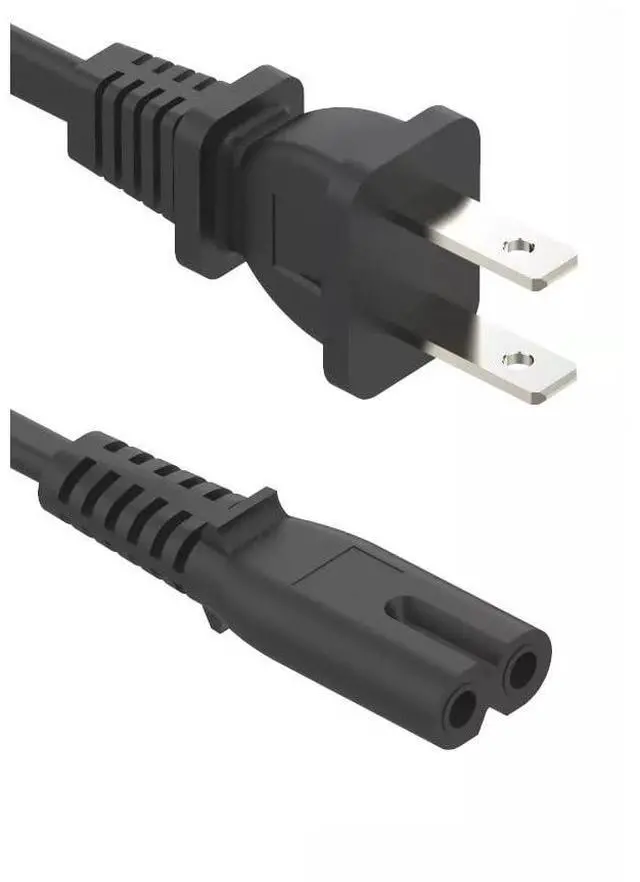 Alt view image 3 of 6 - 6 Feet Figure 8 Non-Polarized (NEMA 1-15P to C7) 2 Prong Power Cord, Compatible with Printers, Smart LEDs, TVs, Play-Stations, Notebook and Laptop Chargers, 18AWG Power Cable, (5 Pack)