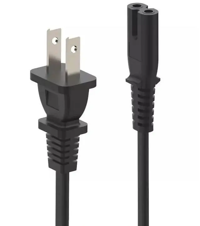 Alt view image 2 of 6 - 6 Feet Figure 8 Non-Polarized (NEMA 1-15P to C7) 2 Prong Power Cord, Compatible with Printers, Smart LEDs, TVs, Play-Stations, Notebook and Laptop Chargers, 18AWG Power Cable, (5 Pack)