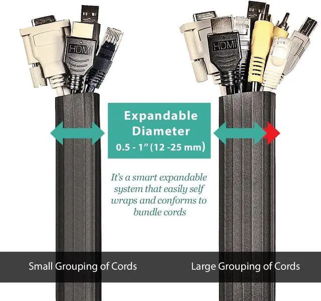 Alt view image 2 of 6 - UTW-FCW8-BK 8-Feet Expandable Flexi Cable Wrap, Black
