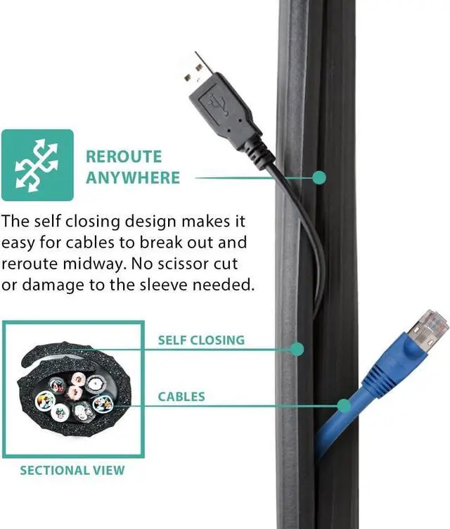 Alt view image 5 of 6 - UTW-FCW8-BK 8-Feet Expandable Flexi Cable Wrap, Black
