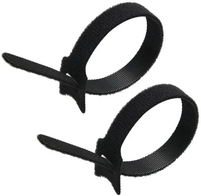 Main image of 8" (100-Pack) Reusable Hook and Loop Self Gripping Black Fastening Cable Ties - Multipurpose Microfiber Cloth Cable Organizer Ties