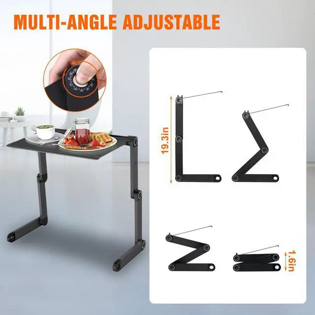 Alt view image 2 of 6 - Extra Wide Adjustable Laptop Stand, Laptop Desk for 17inch Computer, Portable Aluminum Laptop Stand with Detachable Mouse Pad, Ergonomic Lap Desk for Bed Sofa Couch Office, Black
