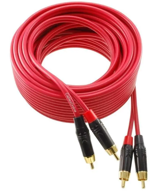 Main image of CablesOnline, 35ft. Two-RCA Male to Two-RCA Male Gold-Plated Ultra-Flexible Red Premium Audio Cable, AV-435QR