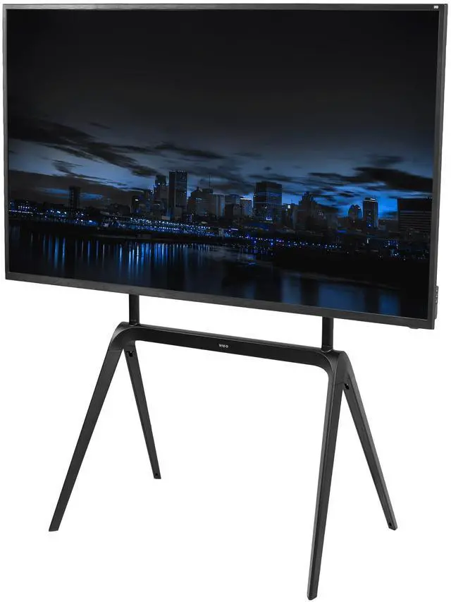 Main image of Steel Easel 65 to 86 inch LED LCD Screen Modern Studio TV Display Stand, Adjustable TV Mount with 4 Legs, Max VESA 600x400mm, Black, STAND-TV86B