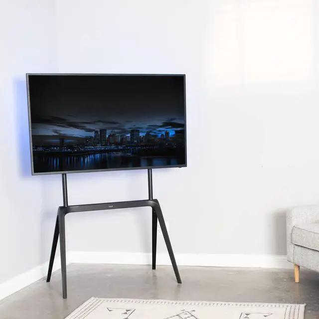 Alt view image 2 of 7 - Steel Easel 65 to 86 inch LED LCD Screen Modern Studio TV Display Stand, Adjustable TV Mount with 4 Legs, Max VESA 600x400mm, Black, STAND-TV86B