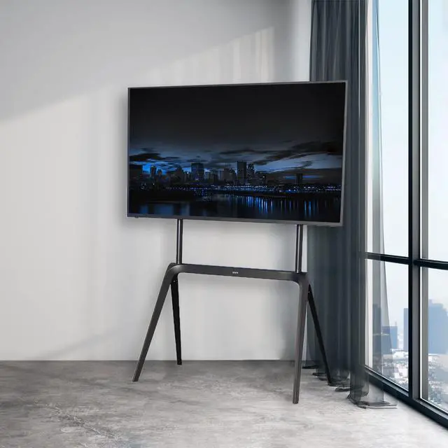 Alt view image 7 of 7 - Steel Easel 65 to 86 inch LED LCD Screen Modern Studio TV Display Stand, Adjustable TV Mount with 4 Legs, Max VESA 600x400mm, Black, STAND-TV86B
