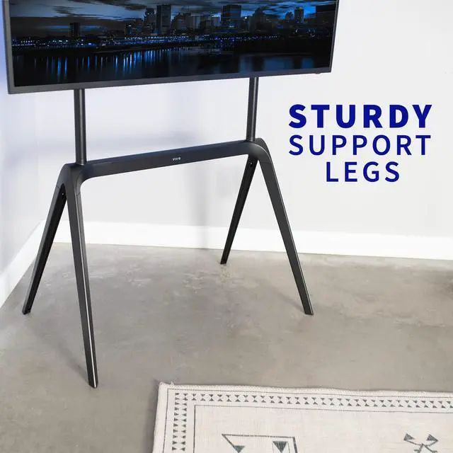 Alt view image 5 of 7 - Steel Easel 65 to 86 inch LED LCD Screen Modern Studio TV Display Stand, Adjustable TV Mount with 4 Legs, Max VESA 600x400mm, Black, STAND-TV86B