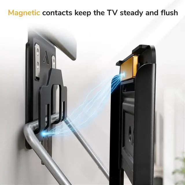 Alt view image 6 of 7 - Ultra-Slim Fixed TV Wall Mount for Large TVs 50100", 0.35" Micro-Gap Low Profile, Fits Flat & Frame TVs 165 lbs, VESA 200x200850x800mm, 16" & 24" Studs, Magnetic Flush Fit