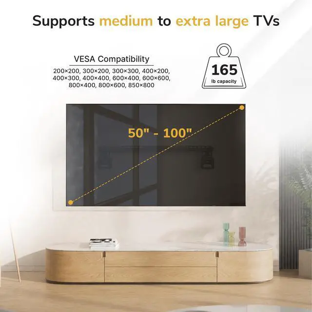 Alt view image 4 of 7 - Ultra-Slim Fixed TV Wall Mount for Large TVs 50100", 0.35" Micro-Gap Low Profile, Fits Flat & Frame TVs 165 lbs, VESA 200x200850x800mm, 16" & 24" Studs, Magnetic Flush Fit