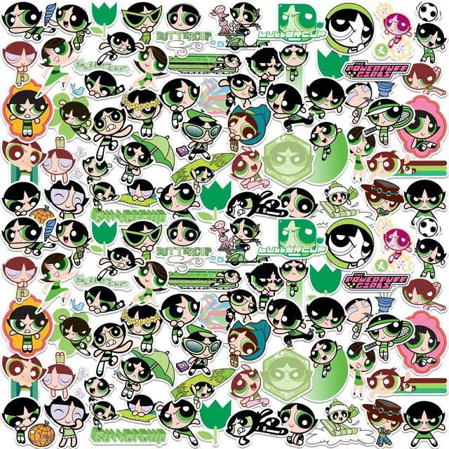 Main image of Powerpuff Girls Buttercup 100 Vinyl Stickers Waterproof Die-Cut Decals Car