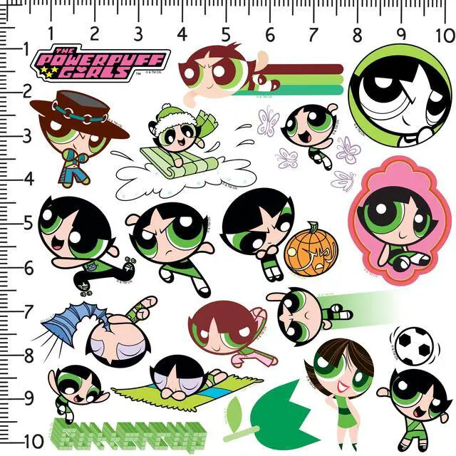 Alt view image 2 of 6 - Powerpuff Girls Buttercup 100 Vinyl Stickers Waterproof Die-Cut Decals Car