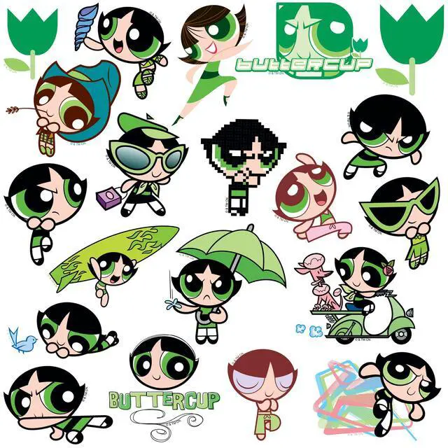 Alt view image 3 of 6 - Powerpuff Girls Buttercup 100 Vinyl Stickers Waterproof Die-Cut Decals Car