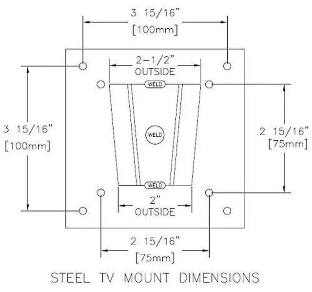 Alt view image 4 of 5 - International Steel 2 pc. RV TV Bracket, 1-Steel TV Bracket, 1-Steel Wall Mount | TV VESA 100x100 & 75x75 Pattern (if Your TV Pattern is Larger, See Adapter info Below)