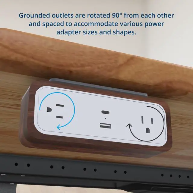 Alt view image 7 of 7 - DuoMount Desk Clamp Power Strip USB-C & USB-A Charging Desk Power Strips with 10ft Cord, Edge Mount Hub for Home Office and Gaming Accessories (White, Walnut)