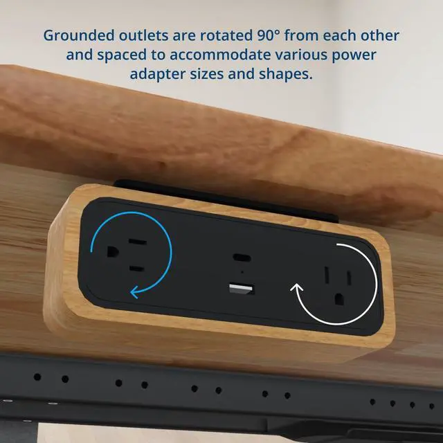 Alt view image 7 of 7 - DuoMount Desk Clamp Power Strip USB-C & USB-A Charging Desk Power Strips with 10ft Cord, Edge Mount Hub for Home Office and Gaming Accessories (Black, Beech Wood)