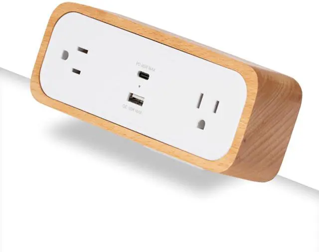Main image of DuoMount Desk Clamp Power Strip USB-C & USB-A Charging Desk Power Strips with 10ft Cord, Edge Mount Hub for Home Office and Gaming Accessories (White, Beech Wood)