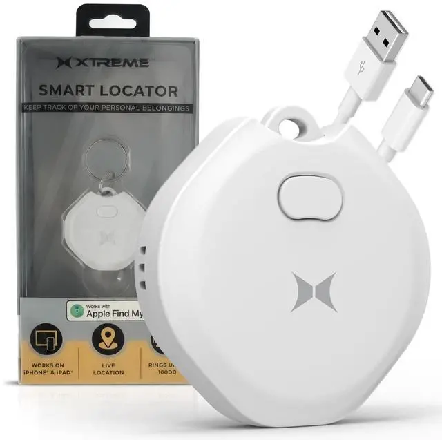 Main image of Rechargeable Air Tracker, Key Finder Tag Compatible with Apple Find My App for iOS iPhones, GPS Live Location Tracker, USB-C Charging, 100dB Alert, Keychain Attachment, Air Locator Tracer