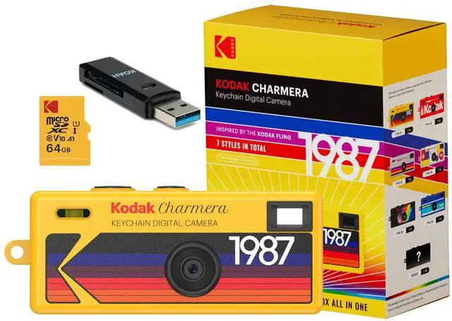 Main image of Charmera Key Chain Digital Camera (Blind Box) Bundle | 64GB Memory Card, (3 items)