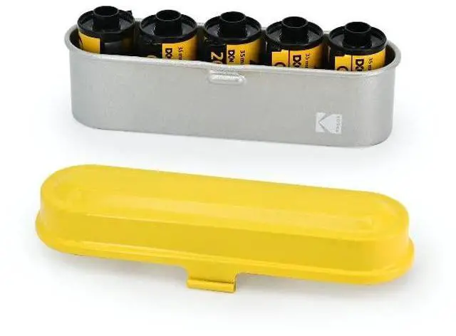 Main image of Film Case - for 5 Rolls of 35mm Films - Compact, Retro Steel Case to Sort and Safeguard Film Rolls (Blue) (Film is not Included)