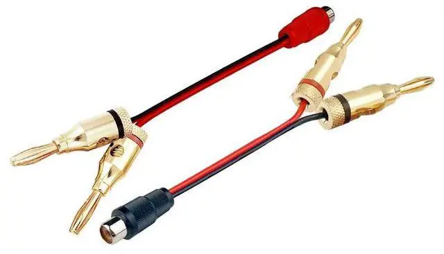 Main image of Stereo RCA L/R Phono To Speaker Banana Plug Adaptor For Amp Receiver