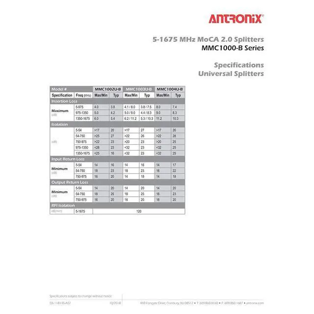 Alt view image 6 of 7 - 4 Way MMC1004H-B 5-1675 MHz MoCA 2.0 Splitter for Frontier Formerly Verizon Fios