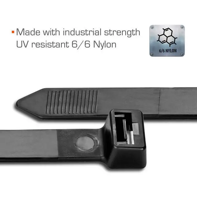 Alt view image 5 of 5 - 8.9" Multi-Purpose Cable Tie, 100-Piece, 250lbs Load Capacity, Black