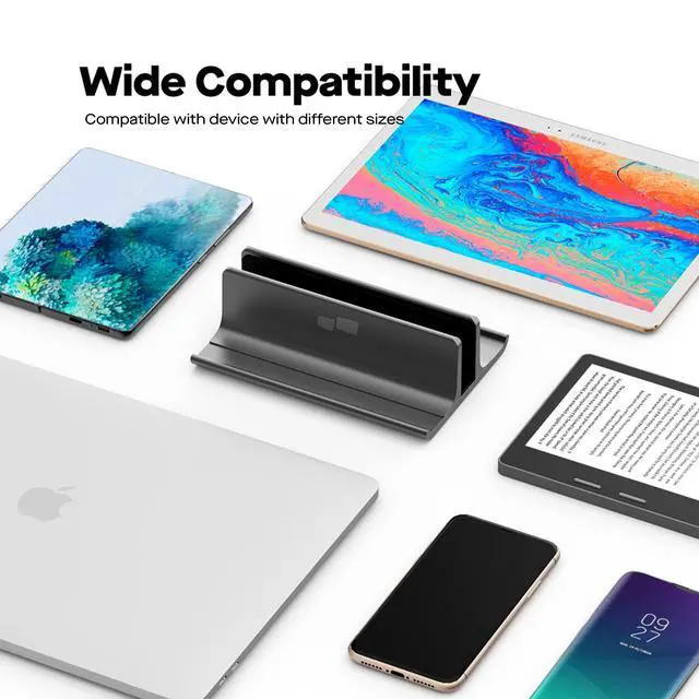 Alt view image 5 of 7 - Mobile Pixels Upright Laptop Cradle Stand 3-in-1 Design (Black) | Adjustable Desktop Aluminum Stand For Smartphones, Tablets, Laptops, Books