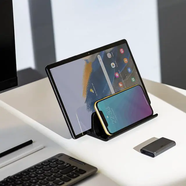 Alt view image 6 of 7 - Mobile Pixels Upright Laptop Cradle Stand 3-in-1 Design (Black) | Adjustable Desktop Aluminum Stand For Smartphones, Tablets, Laptops, Books